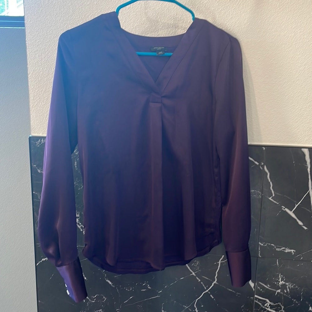Ann Taylor Petite Purple Jewel-tone Blouse